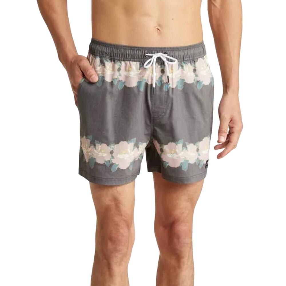 Ezekial Floral Swim Trunks Gray Swim Shorts Size 36